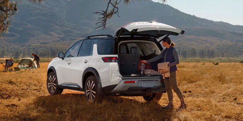 A 2025 Nissan Pathfinder with the trunk open - What Items Should You Keep in Your Car in Del Rio, TX 